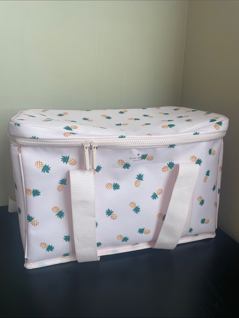 Kate Spade New York Pink Pineapple Motif Insulated Cooler Tote Summer Picnic NWT